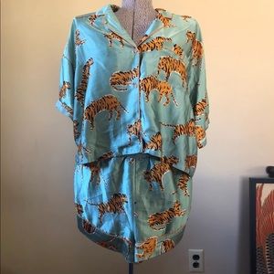 Topshop Satin Tiger Pajamas